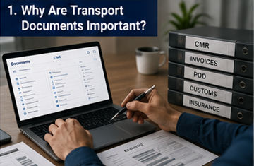 Profissional de logística a organizar documentos de transporte, faturas e documentação de envio no escritório